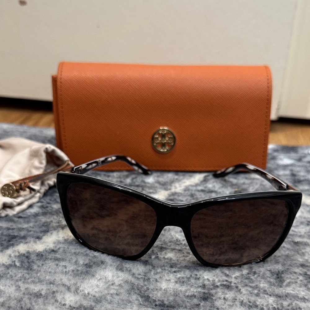 Tory Burch Black Sunglasses with Orange Case